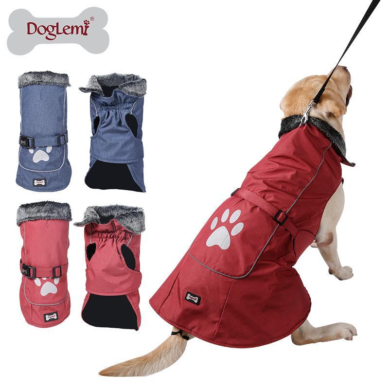 Waterproof & Reflective Dog Fur Collar Jacket