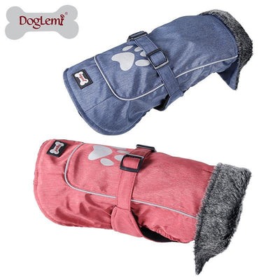 Waterproof & Reflective Dog Fur Collar Jacket