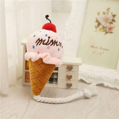 Ice Cream Dog Plush Squeak Toy