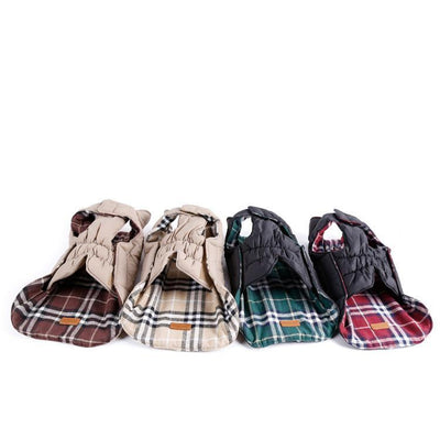 Waterproof Reversible Dog Jacket Designer Warm Plaid Winter Dog Coats Pet Clothes Elastic Small to Large Dog Clothes Winter