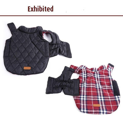 Waterproof Reversible Dog Jacket Designer Warm Plaid Winter Dog Coats Pet Clothes Elastic Small to Large Dog Clothes Winter