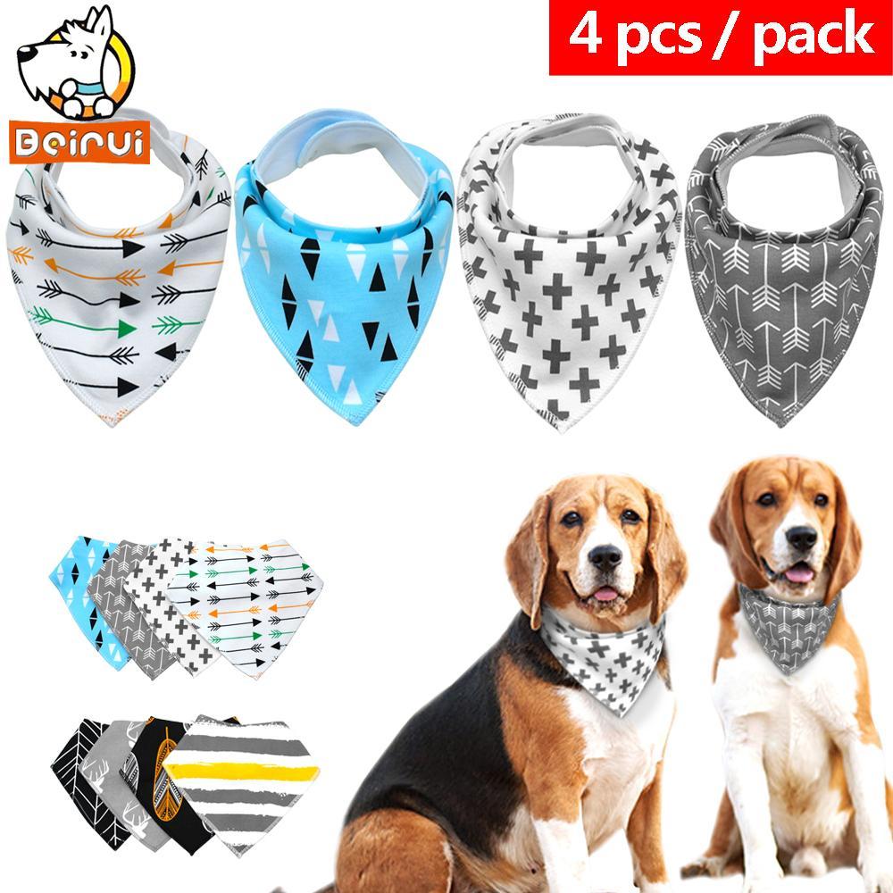4pcs Dog Bandana Cats Dogs Scarf Bib Cotton Pet Grooming Accessories Bandage Collar for Small Medium Pet Chihuahua