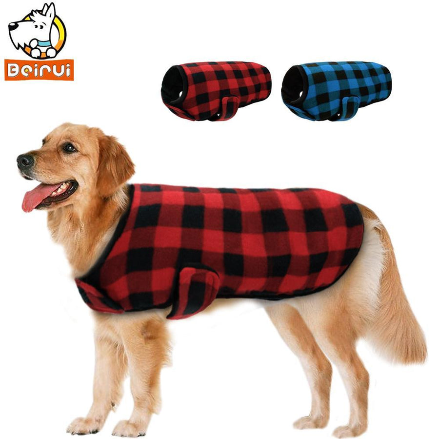 Buffalo Plaid Winter Dog Jacket Warm Fleece