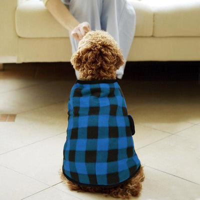 Buffalo Plaid Winter Dog Jacket Warm Fleece