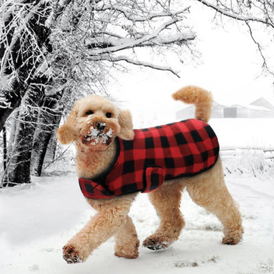 Buffalo Plaid Winter Dog Jacket Warm Fleece