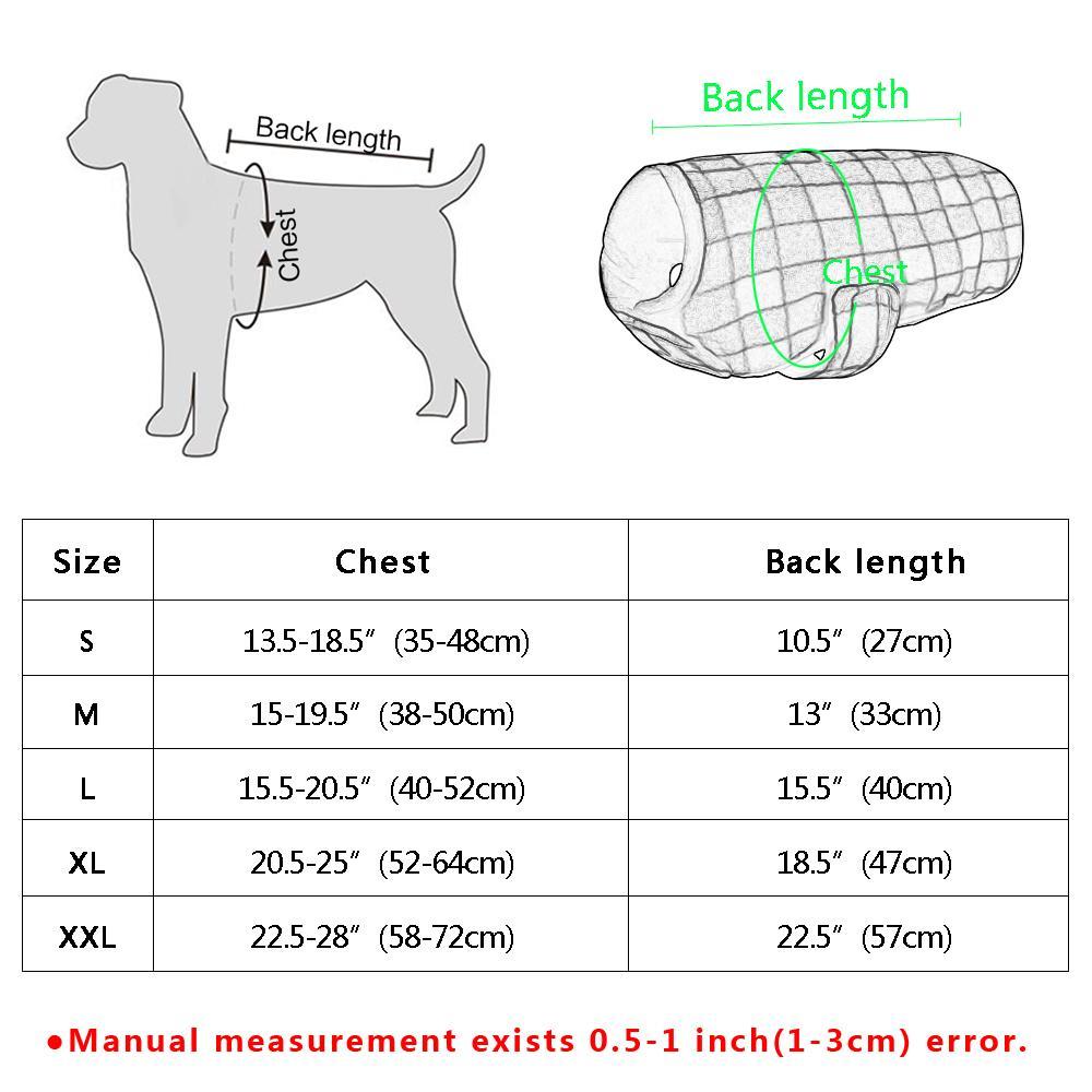 Buffalo Plaid Winter Dog Jacket Warm Fleece
