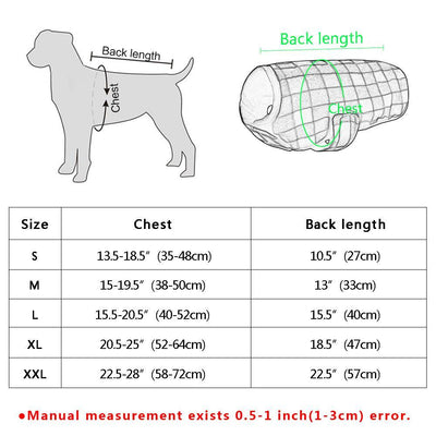 Buffalo Plaid Winter Dog Jacket Warm Fleece