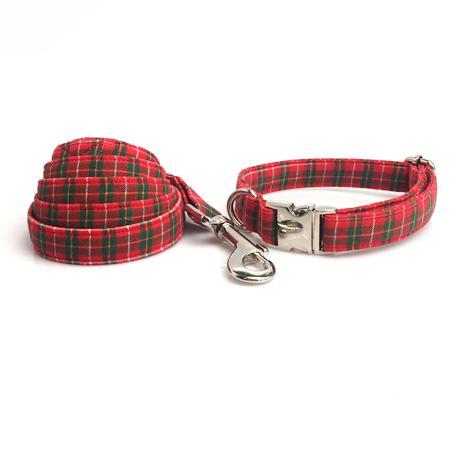 Dog Collar with Bow Tie Christmas Red Plaid