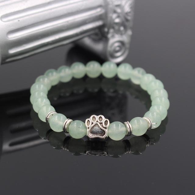 Dog Paw Print Natural Stone Mala Bead Yoga Bracelet
