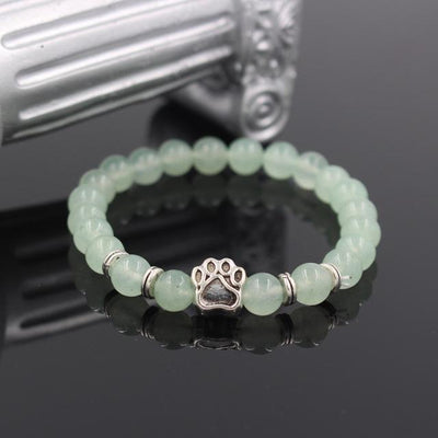 Dog Paw Print Natural Stone Mala Bead Yoga Bracelet