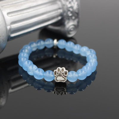 Dog Paw Print Natural Stone Mala Bead Yoga Bracelet