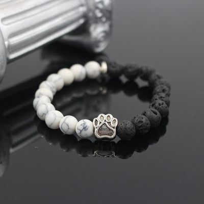 Dog Paw Print Natural Stone Mala Bead Yoga Bracelet