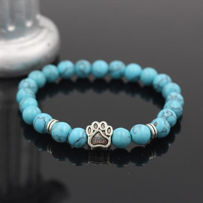 Dog Paw Print Natural Stone Mala Bead Yoga Bracelet