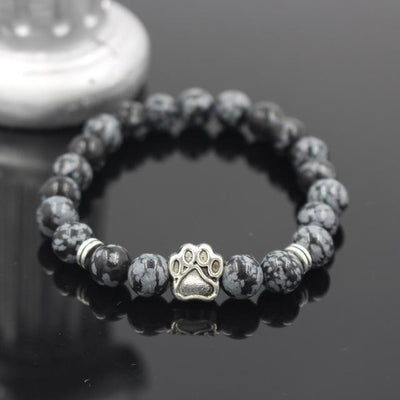Dog Paw Print Natural Stone Mala Bead Yoga Bracelet