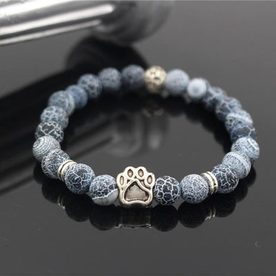 Dog Paw Print Natural Stone Mala Bead Yoga Bracelet