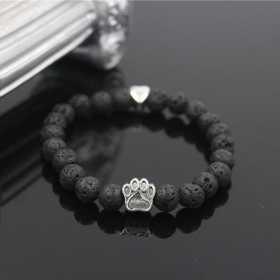 Dog Paw Print Natural Stone Mala Bead Yoga Bracelet