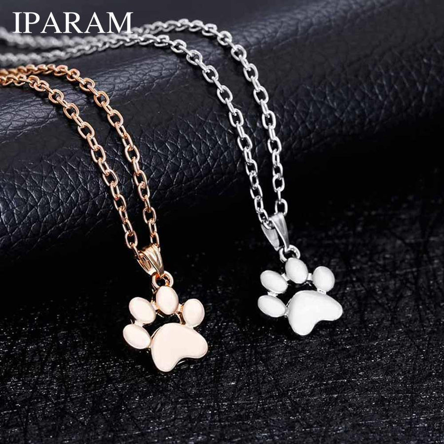 Footprints Paw Chain Pendant Necklace for Women