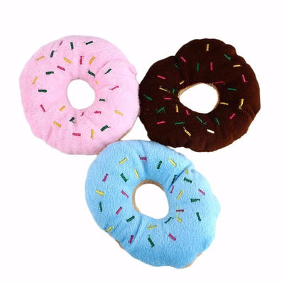 Donut Dog Plush Squeaky Chew Toy