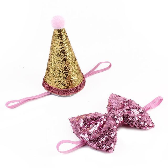 Sequin Pet Crown & Bow Tie Dog Birthday Hat